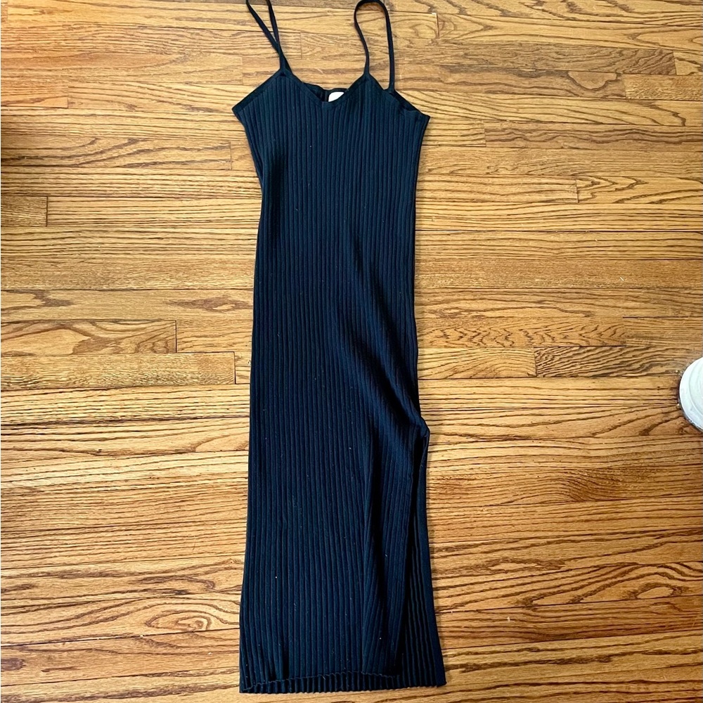Black Ribbed Maxi Dress Size Large